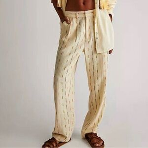 Free People Cream Linen Trousers NWT